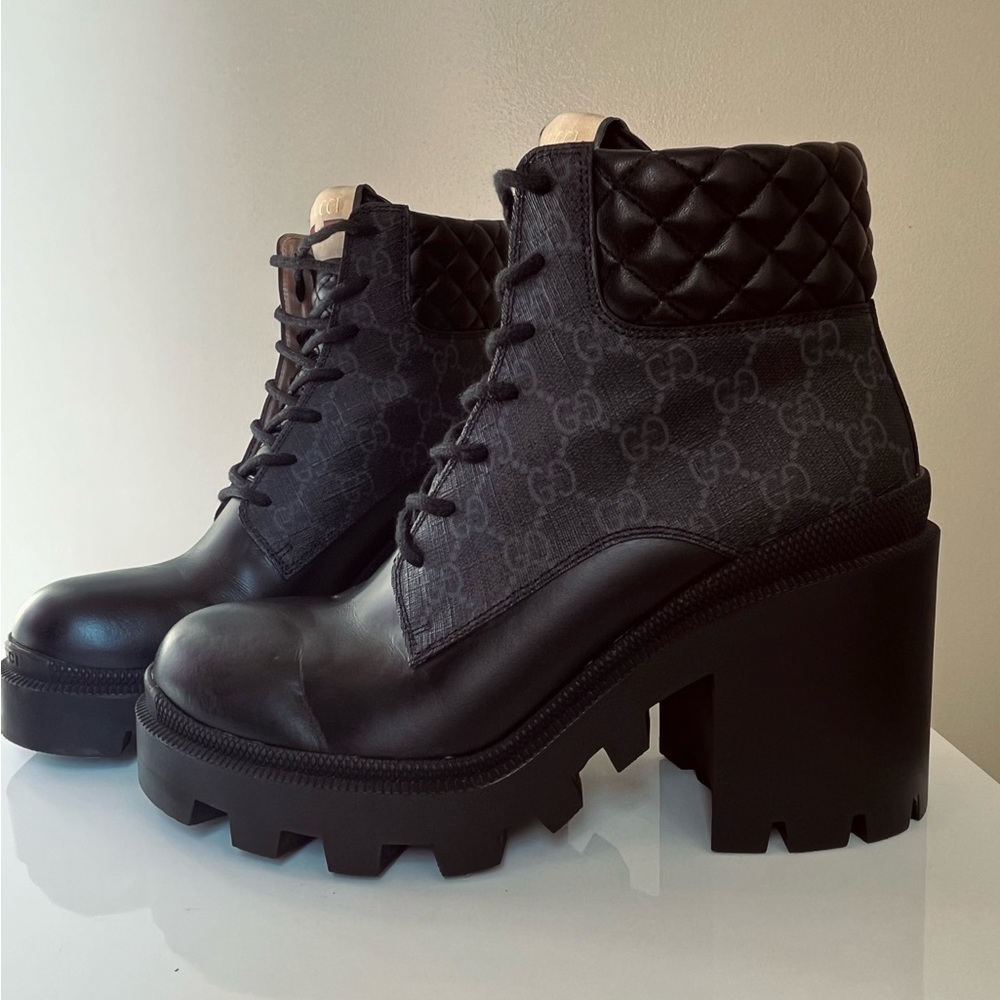 Gucci Apollo GG Supreme Samoa quilted combat boots